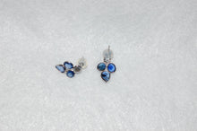 Load image into Gallery viewer, Ceylon Sapphire and Diamond Flower Petal Gold Stud Earrings