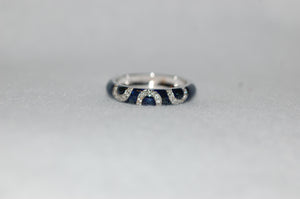 Hidalgo Enamel and Diamond Swirl Gold Band Ring