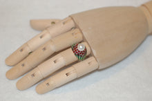 Load image into Gallery viewer, Pearl Plique a Jour Enamel Silver Ring