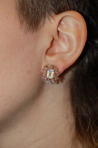 Aquamarine and Diamond Stained Glass Earrings