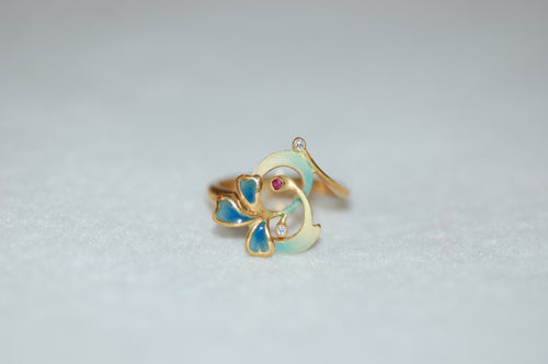 Plique a Jour Flower Enamel Ring