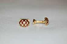 Load image into Gallery viewer, Diamond and Enamel Criss Cross Gold Cuff Links