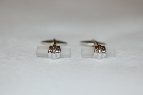 Quartz and Gold Cylinder Cuff Links