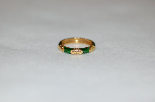 Hidalgo Green Enamel Stirrup Band Ring
