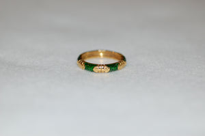 Hidalgo Green Enamel Stirrup Band Ring