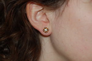 Citrine and Diamond Stud Earrings