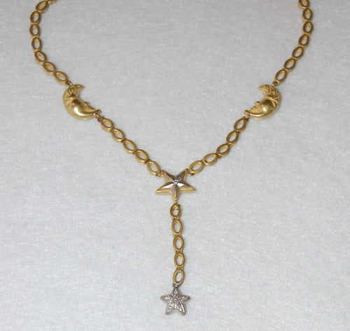 Moons and Pave Star Diamond Necklace