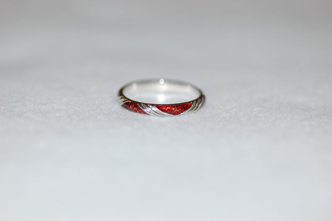 Hidalgo Red Enamel Wave Band Ring