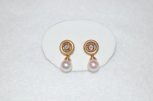Pearl and Diamond Disc Drop Earrings