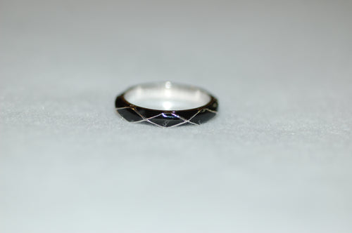 Hidalgo Black Enamel Harlequin Band Ring