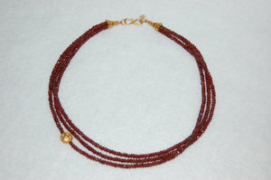 Three Strand Lotus Bead Necklace