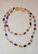 Load image into Gallery viewer, Multi Color Sapphire Oval Bead Tin Cup Necklace