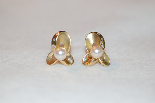 Iris Pearl and Diamond Accent Earrings