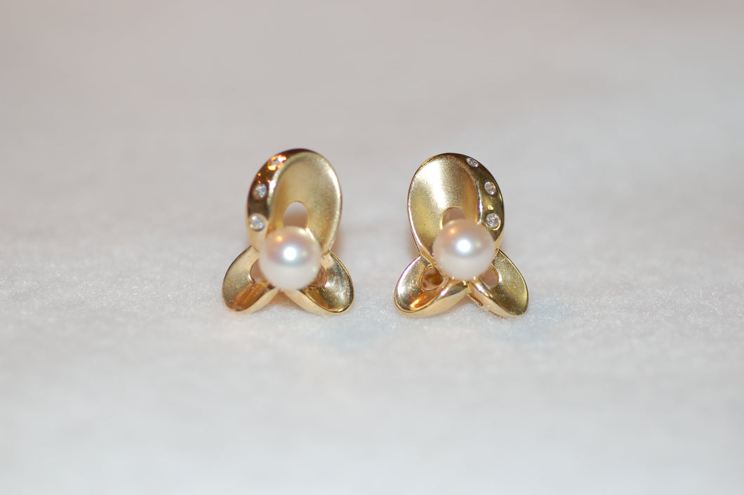 Iris Pearl and Diamond Accent Earrings
