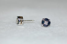 Load image into Gallery viewer, Marquise Sapphire and Diamond Stud Earrings