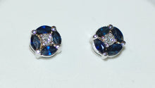 Load image into Gallery viewer, Marquise Sapphire and Diamond Stud Earrings
