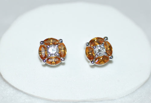 Citrine and Diamond Stud Earrings