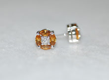 Load image into Gallery viewer, Citrine and Diamond Stud Earrings