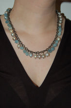Load image into Gallery viewer, Baroque Pearl and Rough Aquamarine Bead Fringe Necklace