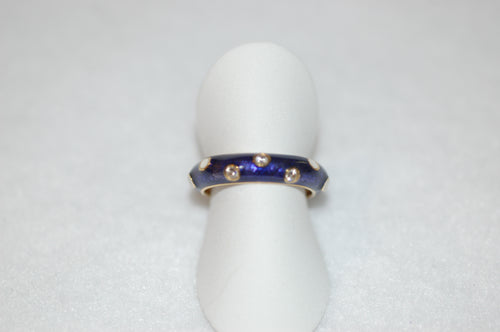 Hidalgo Three Diamond Polka dot Enamel Band Ring