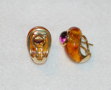 Load image into Gallery viewer, Amber and Amethyst Teardrop Earrings