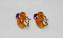 Load image into Gallery viewer, Amber and Amethyst Teardrop Earrings