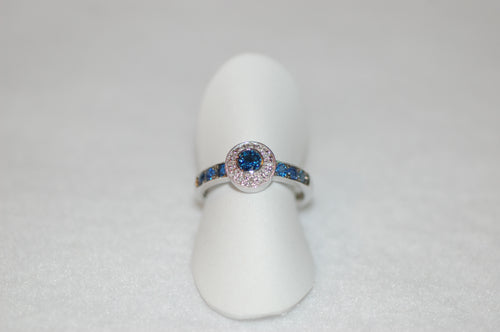 Sapphire and Diamond Halo Ring