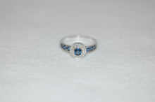 Load image into Gallery viewer, Sapphire and Diamond Halo Ring