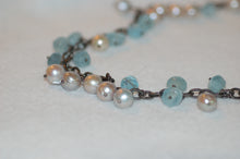 Load image into Gallery viewer, Baroque Pearl and Rough Aquamarine Bead Fringe Necklace