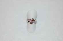 Load image into Gallery viewer, White and Chocolate Diamonds Ribbon Ring