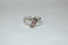 Load image into Gallery viewer, White and Chocolate Diamonds Ribbon Ring