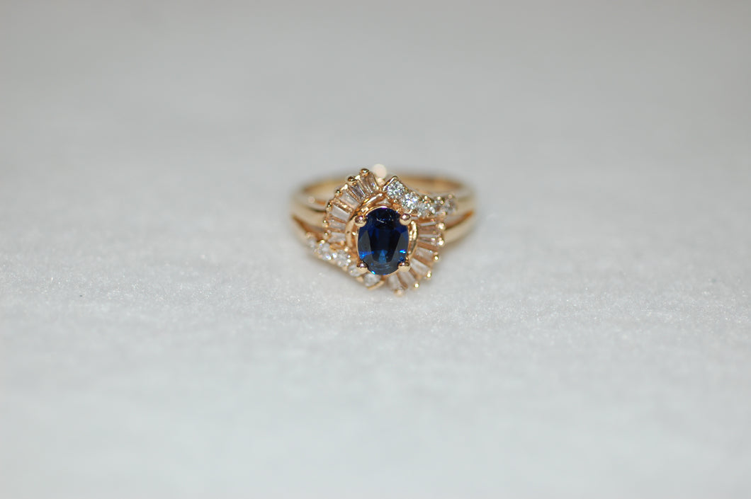 Sapphire and Diamond Fan Ring