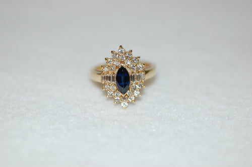 Marquis Sapphire and Diamond All Around Ring