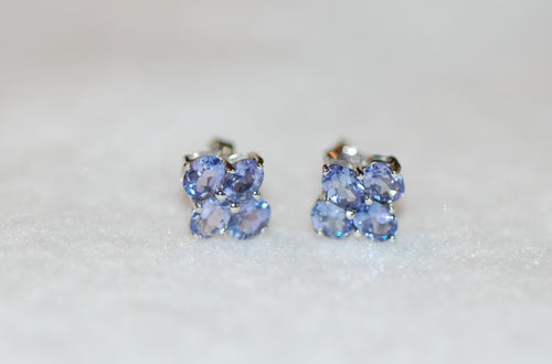 Tanzanite Clover Stud Earrings