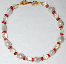 Load image into Gallery viewer, Sea and Earth Choker (Coral, Baroque Pearl and Citrine Choker)