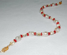 Load image into Gallery viewer, Sea and Earth Choker (Coral, Baroque Pearl and Citrine Choker)