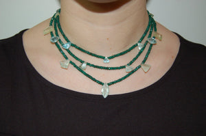Emerald and Aquamarine Shield Necklace