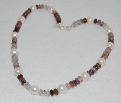 Pearl and Moss Amethyst Tin Cup Necklace