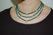 Load image into Gallery viewer, Emerald and Aquamarine Shield Necklace