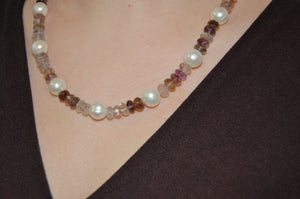 Pearl and Moss Amethyst Tin Cup Necklace