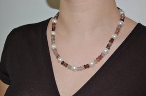 Pearl and Moss Amethyst Tin Cup Necklace