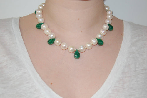 Pearl and Emerald Drop Necklace