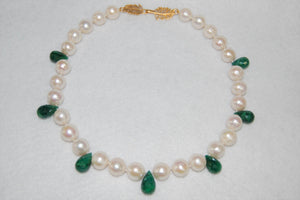 Pearl and Emerald Drop Necklace