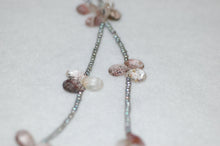 Load image into Gallery viewer, Moss Amethyst and Seed Pearl Petal Necklace