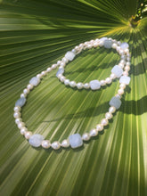 Load image into Gallery viewer, Cultured Pearl and Cushioned Chalcedony Bead Necklace