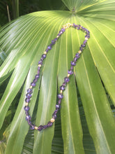 Load image into Gallery viewer, Amethyst and Brushed Gold Bead Necklace