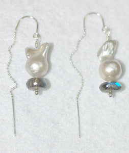 Baroque Pearl and Labradorite Necklace and Earrings Set