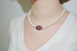 Ruby and Diamond Oval Necklace