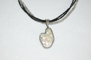 Freeform Pearl and Diamond Necklace