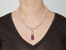 Load image into Gallery viewer, Pink Pearls and Tourmaline Tassel Necklace